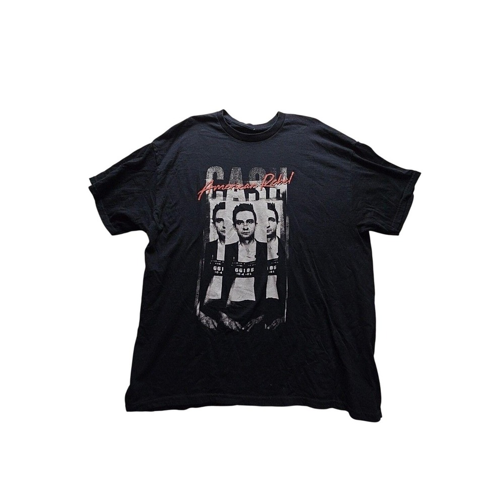 Cash Shirt Mens XL Black American Rebel Mugshot Graphic Band Tee Tagless Cotton